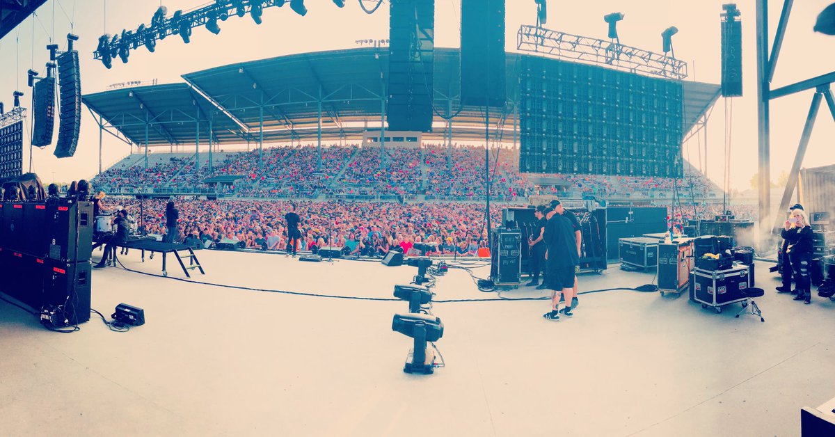 Bright skies, screaming fans, rock show. #tourlife #summertour #rockmusic #minot #outdoorshow