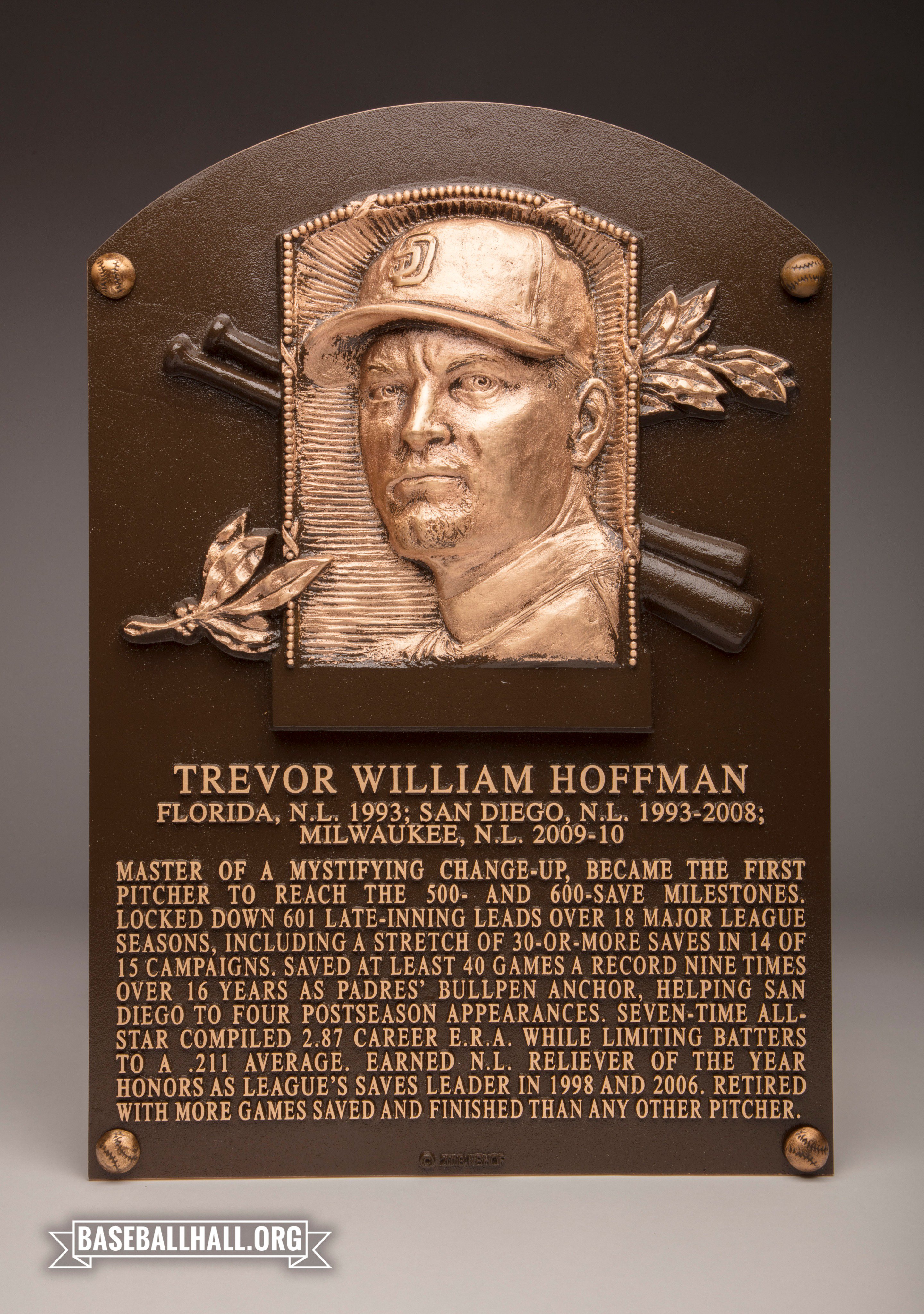 Photo Padres Trevor Hoffman Postcard Baseball Hall of Fame Induction Plaque 