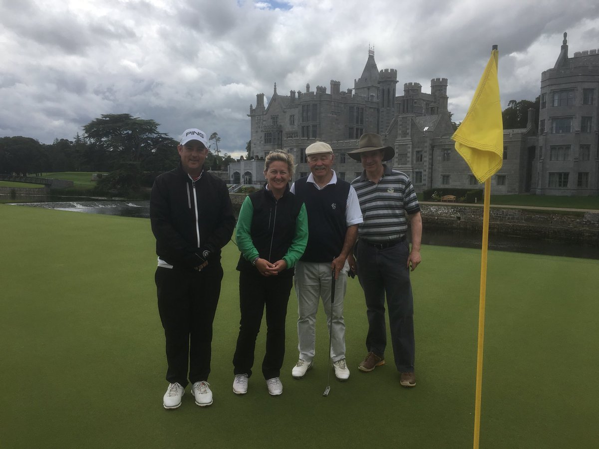 AusEmbIre's tweet photo. Privileged to enjoy a round of golf with #Irish blind golf champion ⁦@carolbrill⁩ &amp; 🇦🇺#deafgolf coach Lachy Foulsham ⁦@TheAdareManor⁩ this afternoon- Carol hits a great ball! ⁦@GolfAust⁩ #sportsdiplomacy https://t.co/3RCDDuMwql