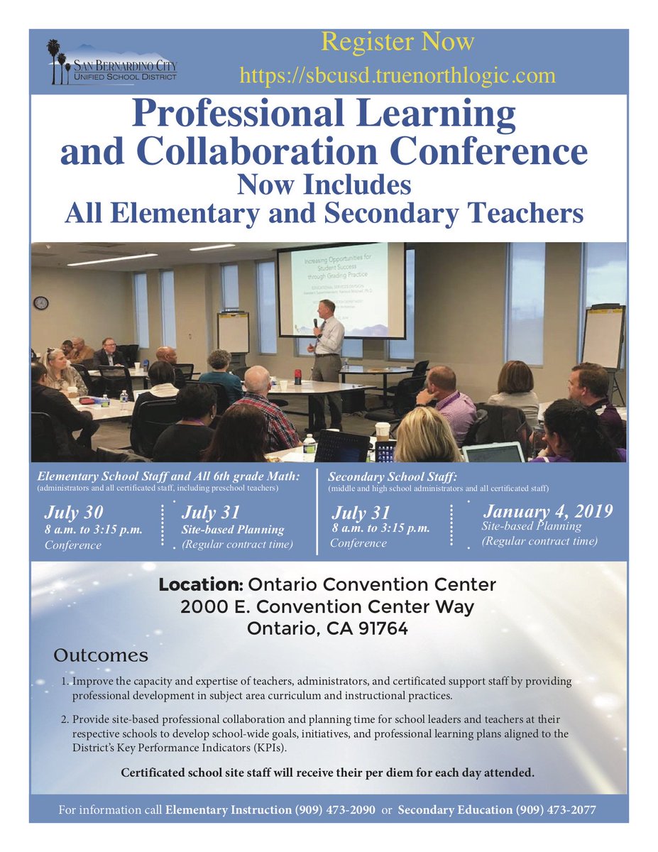 SbcusdE's tweet photo. Looking forward to Professional Learning and Collaboration Conference in Ontario CA https://t.co/qwFv1T6usg