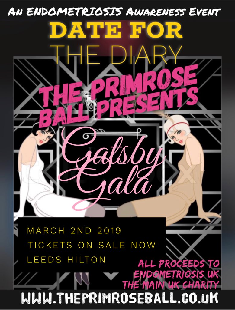 bennyhorses's tweet image. Tickets on sale now for next year’s event to be held @HiltonLeedsCity priced at £35pp all in aid of @EndometriosisUK and organised by @ThePrimroseBall E-mail us at www.theprimroseball@gmail.com for more info! #gatsbygala #endometriosis #primroseball