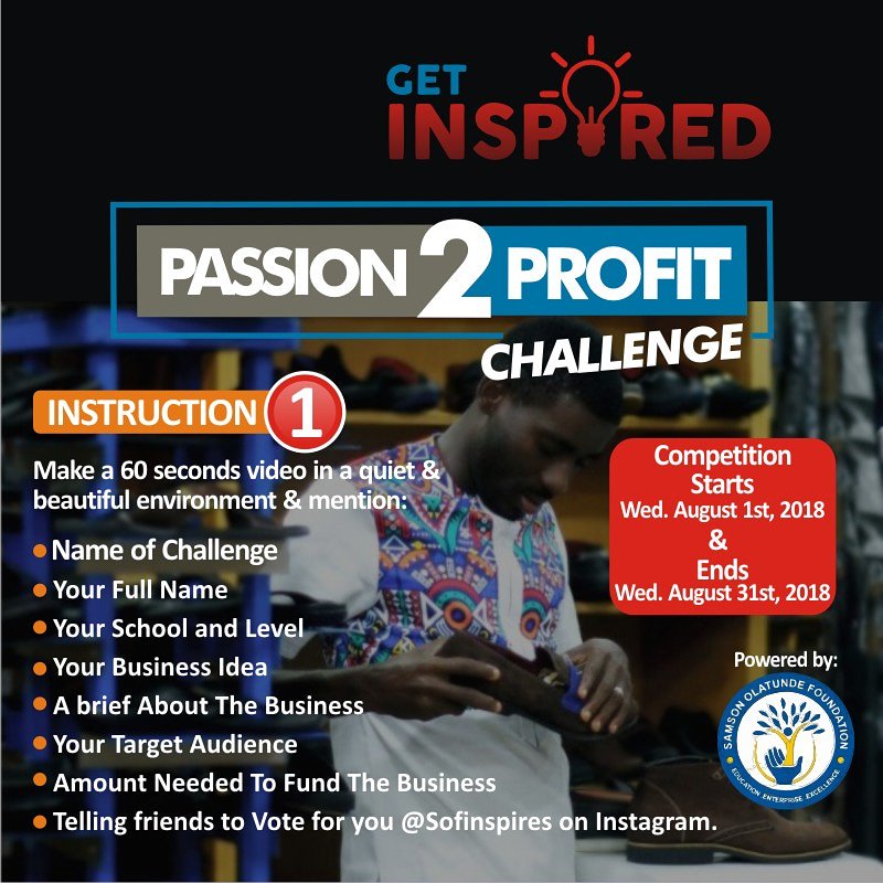 knowledgeAFR's tweet photo. What is your business idea?
How innovative are you?
Win #150,000 in the Get Inspired Passion2Profit Challenge
Simply follow the instructions above, Competition starts August 1st and will run till August 31st
#GetInspired #Passion2Profit #Businessideas #Sofinspires #SamInspires https://t.co/QLm0XqfP2H