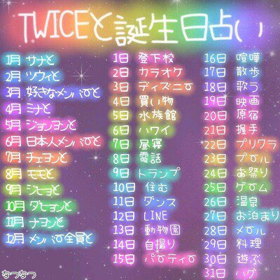 りゅうせい 皆さんは誕生日何月何日ですか Twice誕生日占い T Co Apgs3kbu6r Twitter