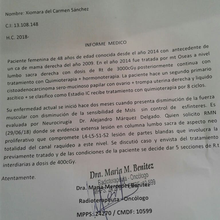xcsanchez17's tweet photo. Hola. Desde hace 4 años vivo con una metástasis osea en las caderas. Actualmente, la metástasis se ha extendido causando mucho dolor y no puedo caminar. Debo hacerme radioterapias,urgente. Trabajo en la UCV y el seguro no cubre ni para pagar una consulta médica. Difundan. Gracias https://t.co/uvIvxcTIB6