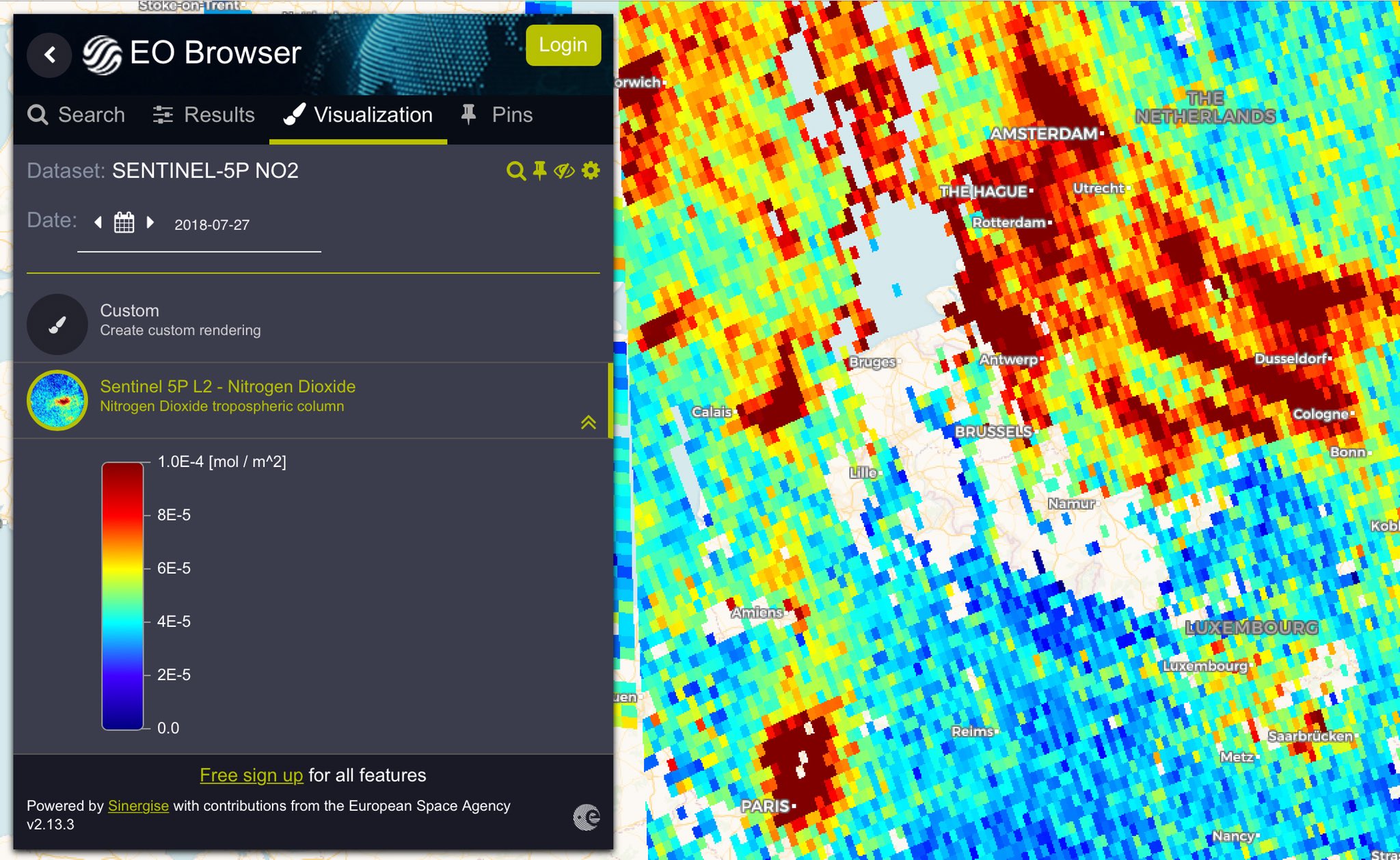 Copernicus Eu With Heat Waves Usually Comes Pollution Episodes Look At Nitrogen Dioxide Levels In Holland Belgium Germany Paris As Seen Last Friday By The Tropomi Instrument Of Our Sentinel5p