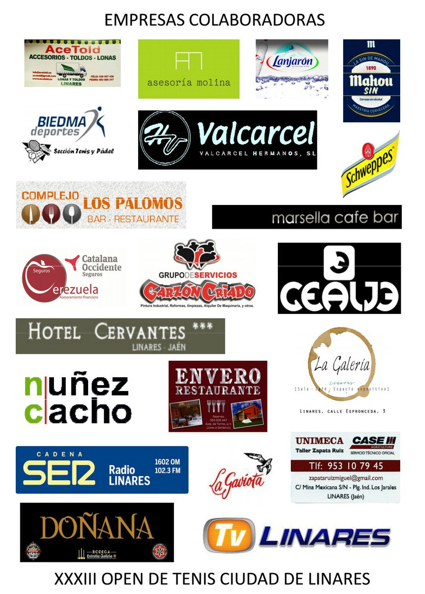 ctenisLinares's tweet photo. Gracias a todas las empresas colaboradoras por hacer posible el XXXIII Open de Tenis Ciudad de Linares. @IBPUniusoTenis @aytolinares @spaintenis @fattenis @elcorteingles @dipujaen https://t.co/4Oo3WVQLvl