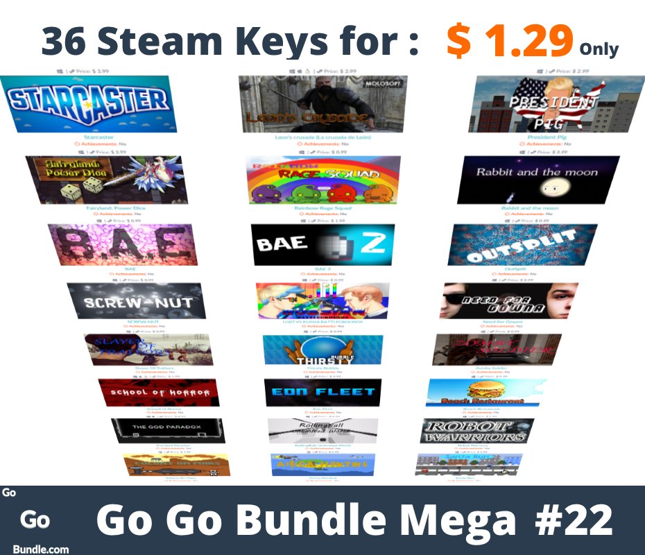 gogobundle's tweet photo. [Share &amp; Support Please] #GoGoBundle #Bundle Mega #22 36 #Steam Keys for $ 1.29 Only https://t.co/kJR9WWumEV #game #indiegame #indiedev #deal https://t.co/kU3bDSoAYt