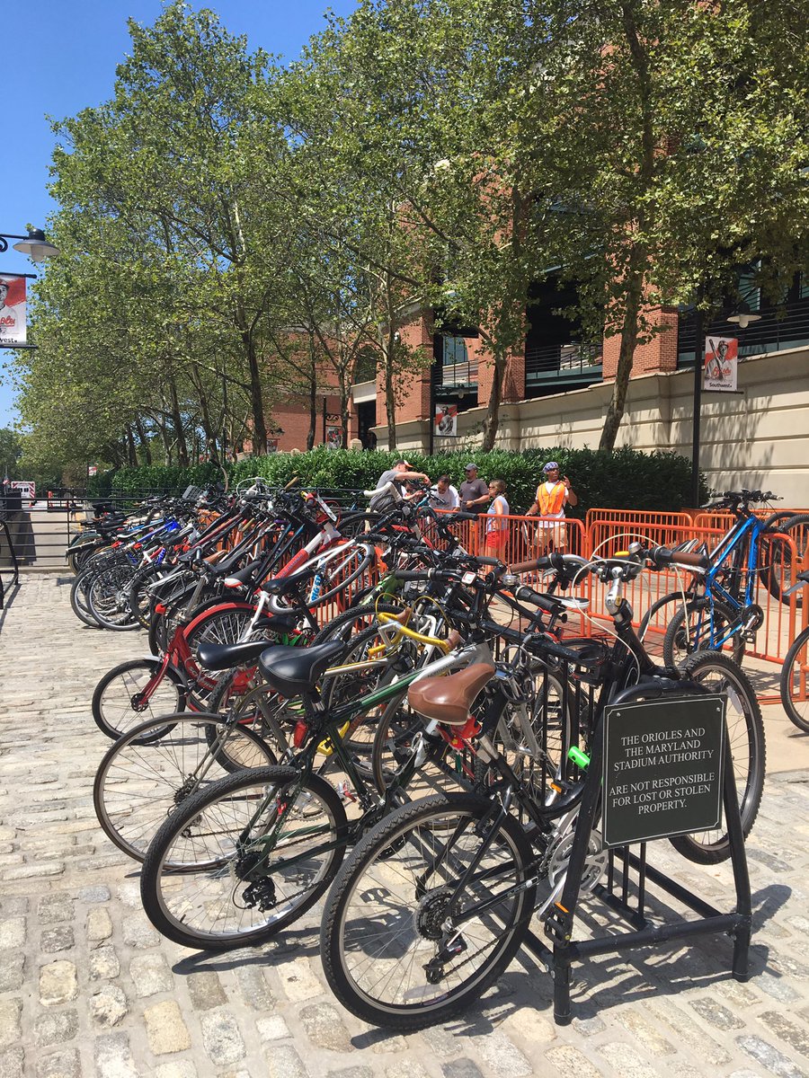 zackv_design's tweet photo. Bike to the Ballpark Day.  Free game ticket, and free parking as always.  #Birdland https://t.co/9XGBY8deo5