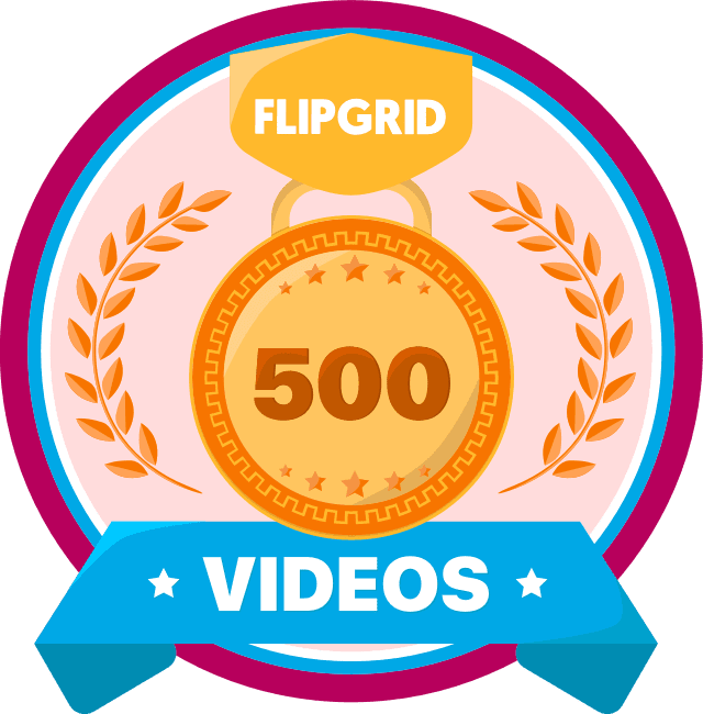 HansTullmann's tweet photo. Wow-- just got my #500videos badge from @Flipgrid! That's a combination of my #WebsiteWizardry and #GSuiteJedi classes. It's been a great way to get to know my learners and discuss essential questions! Thanks Flipgrid! https://t.co/v8aadBFR1V