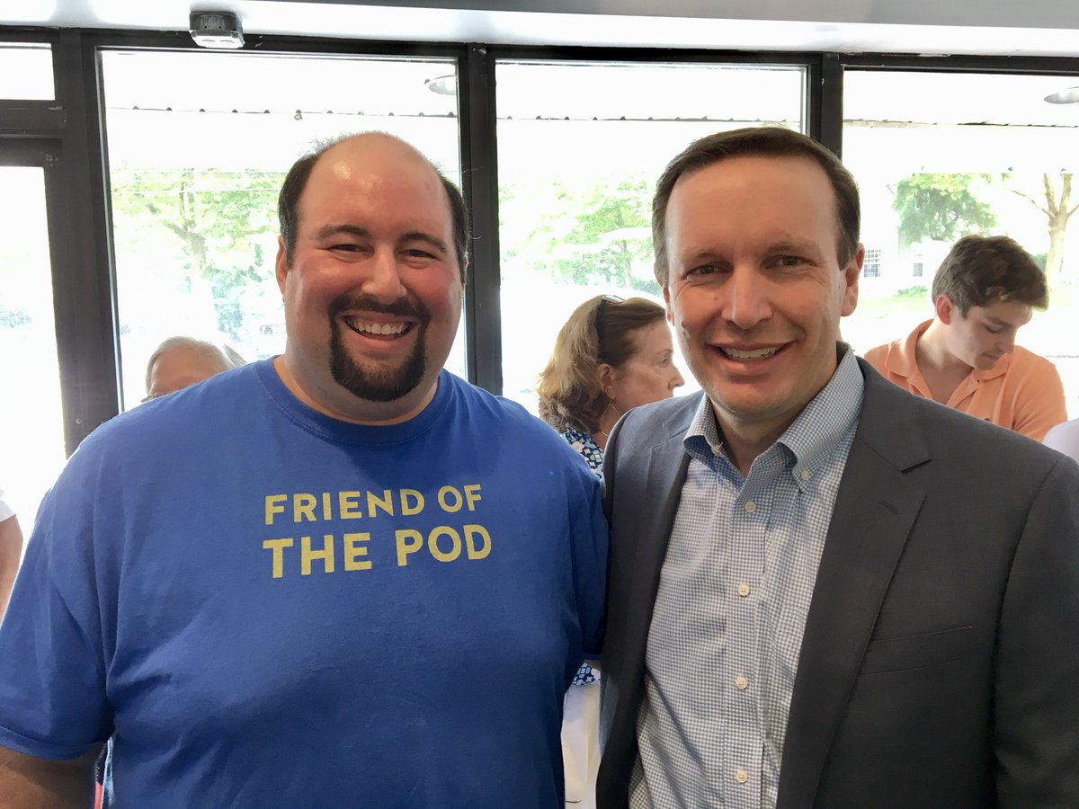 JoshMGoldstein's tweet photo. Just two friends of the pod at a packed Democratic Party Canvass Kickoff event. #FightBackCT100 #friendofthepod @ChrisMurphyCT @PodSaveAmerica @jonfavs @danpfeiffer @jonlovett https://t.co/3rY6lQJikF