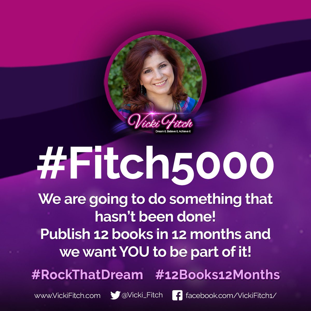 vicki_fitch's tweet photo. Support the tribe now and join me on my journey to do something that hasn't been done! #12Books12Months #Fitch5000 #RockThatDream #Fitch5K https://t.co/wKhY7ZQ3Jy https://t.co/ycCNB0YArI
