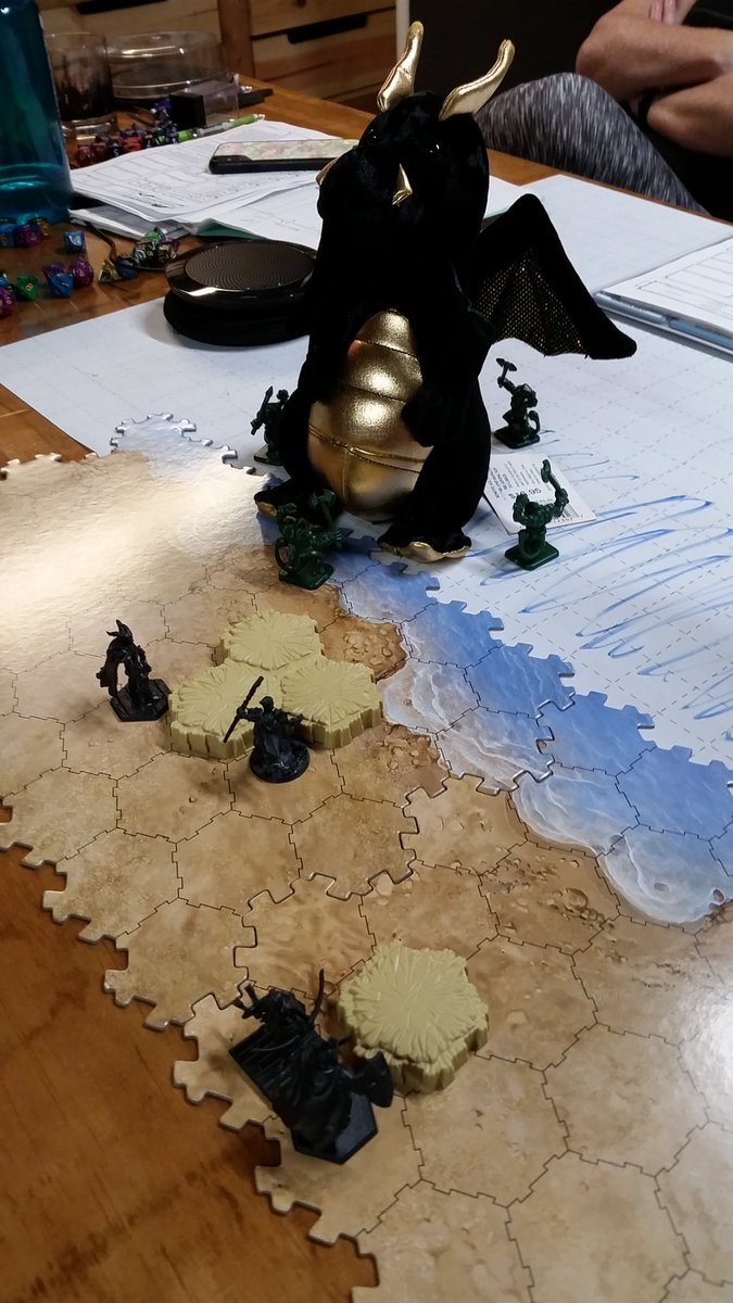 Lvl1DM's tweet photo. #TheFeelz took down their first dragon on Friday night! Between the Druid conjuring four crocodiles and the Ranger hitting all of her sharpshooter shots, they shredded the beast!! #dnd #firstdragon https://t.co/tuAoS4Txhv