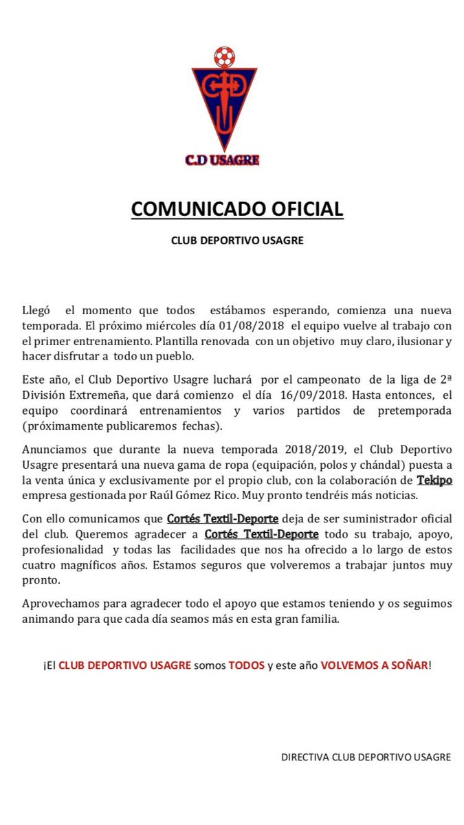 COMUNICADO OFICIAL!!!
#VamosCDU