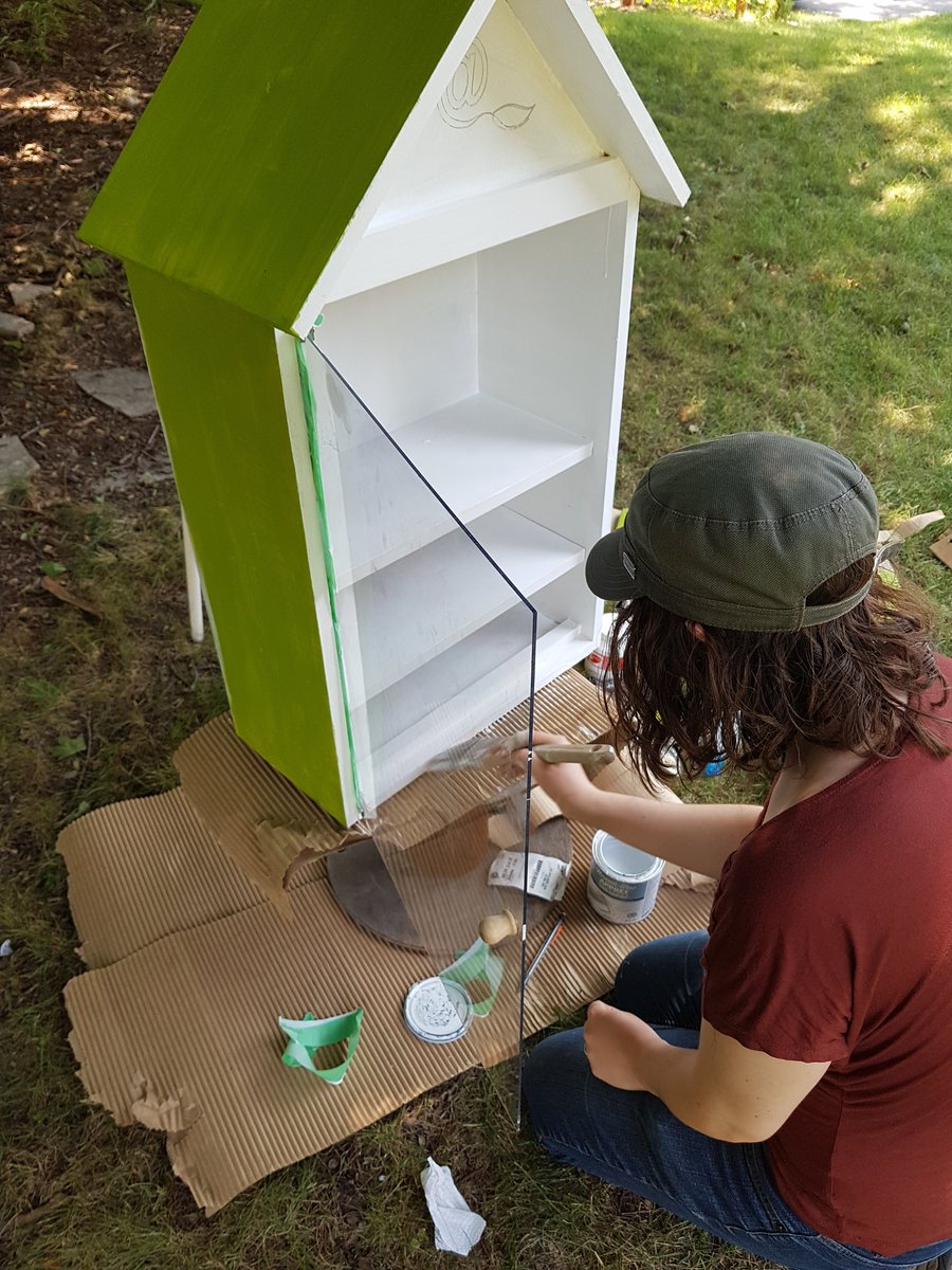 We do more than water and weed during our weekly #GardenTogether sessiona. Today, we're priming and painting our Little Free Garden Library which will be a seed library and a lending library for books on organic gardening and permaculture