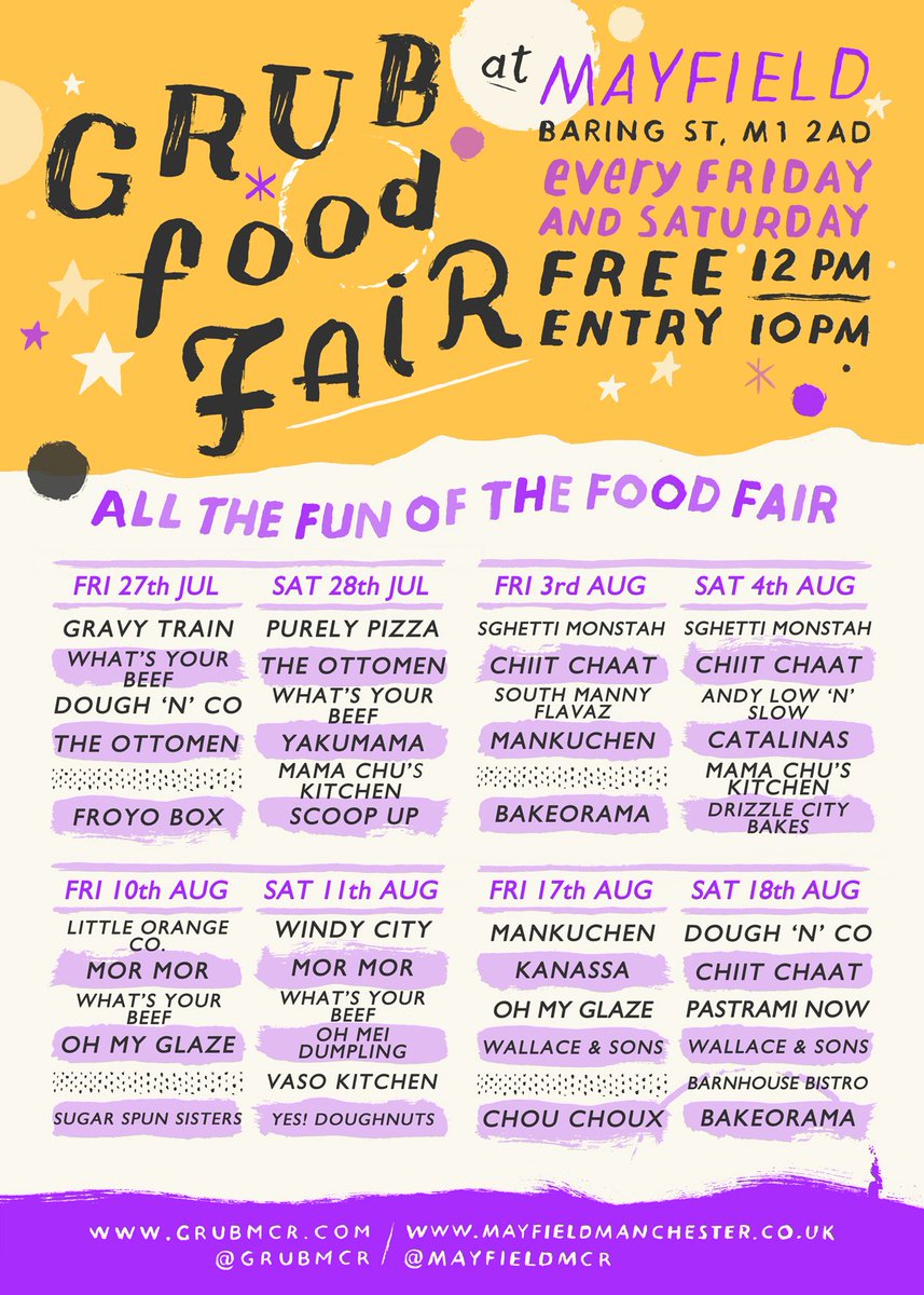 GRUBMCR's tweet photo. COMPETITION!

Follow &amp; RT to win...

1 X GRUB FROM EACH TRADER
6 X DRINKS

...at #GRUBFoodFair @MayfieldMCR FRIDAY OR SATURDAY!

#AllTheFunOfTheFoodFair https://t.co/sEorTBYiT1