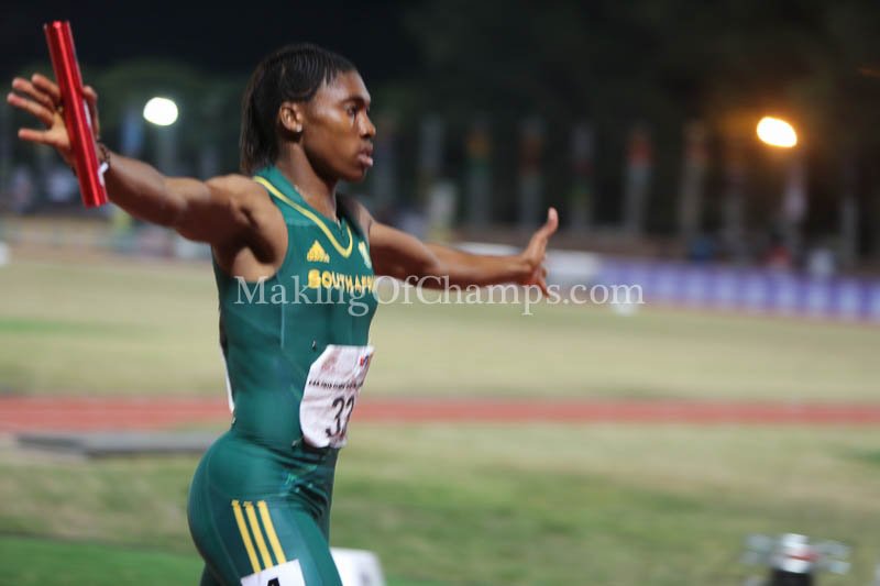 MakingOfChamps's tweet photo. Caster Semenya brought the baton home in a National Record & Championship Record of 3:28.49 in the women’s 4x400m at #Durban2016! She will be competing in the 400m, 800m, 1500m & 4x400m at #Asaba2018. Who can stop Caster Semenya? #Durban2016Recap #AfricanChamps #Asaba2018 https://t.co/vN5jdtXorm