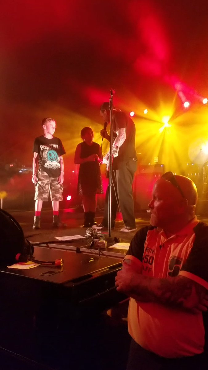 Findlay_Joseph's tweet photo. My 10 year old daughter told Mike Ness #SocialD1 that her favorite band is The Interrupters. Love them both. #Interruptweets #theinterrupters https://t.co/kmQMyx2Ydu