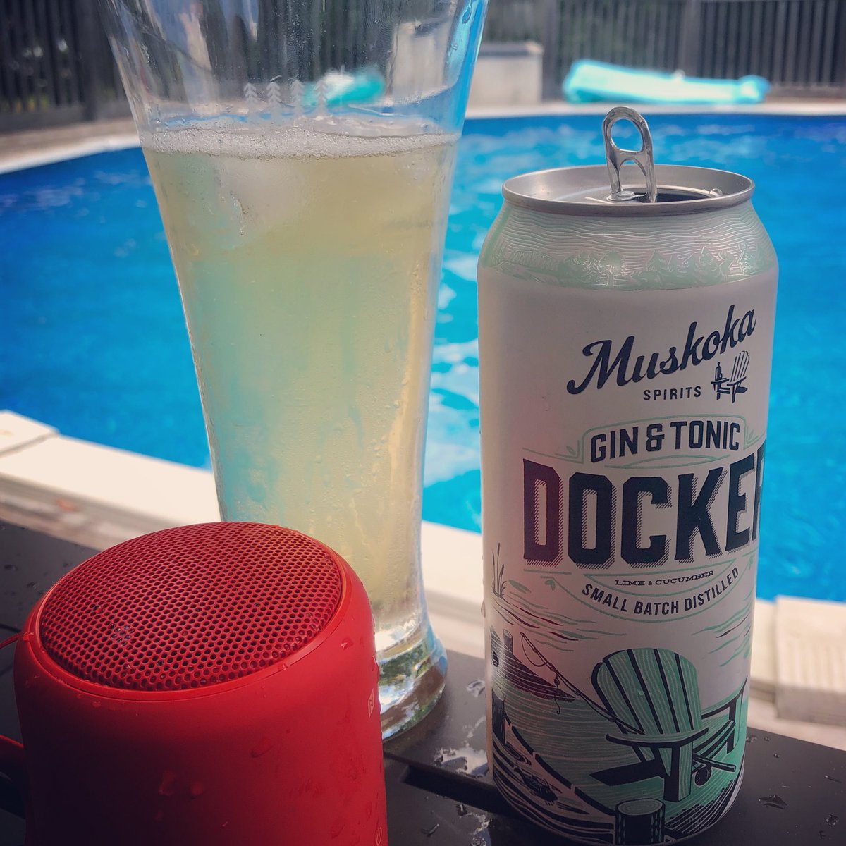 Mark_Cannons's tweet photo. At the pool having a #DockerParty listening to @thereklaws on a Sunday. Thanks @MuskokaBrewery https://t.co/HHI5NKFATN