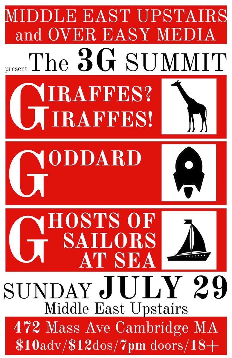 GhostsofSailors's tweet image. TONIGHT! We’re at @MidEastClub w/ Goddard &amp;amp; Giraffes? Giraffes! #ghostsofsailorsatsea #goddard #giraffesgiraffes #mideastclub #cambridge #mathrock #postrock #postpunk #punk #boston #bostonshows #loud #loudasfuck