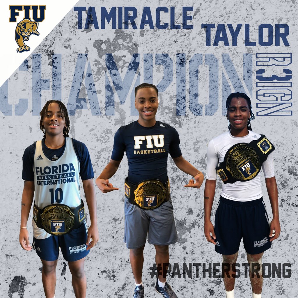 FIUWBBALL's tweet photo. The last 3 weeks to wrap up the summer, Tamiracle Taylor, has shown hard work and that she will be a leader for this team this year 🏀 GREAT JOB to all of our ladies this summer!!!! AGENT ZERO, you are the overall #Pantheroftheweek CHAMP 👏🏽 #R3IGN | #PawsUp🐾 | #OwnYours https://t.co/cCTvhu1DLx