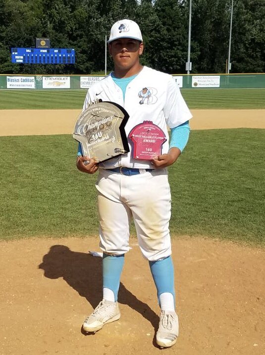 BullpenBaseball's tweet photo. Big congrats to the #MMWS18 MVP @enriquethetruth and Batting Champion @logan_danzeisen https://t.co/eNGLpIGhDF