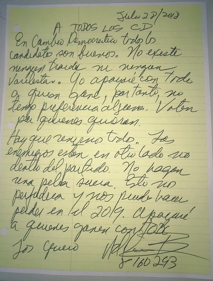 Coincido con llamado de unidad d expresidente Martinelli. Enemigos están afuera del partido, en candidatos CD “no hay traidores ni varelistas”. Unidad es única vía para ganar en 2019. Y a los que ayer hablaron de hackeo, dejen la desesperación, tráguense sus palabras y trabajen!
