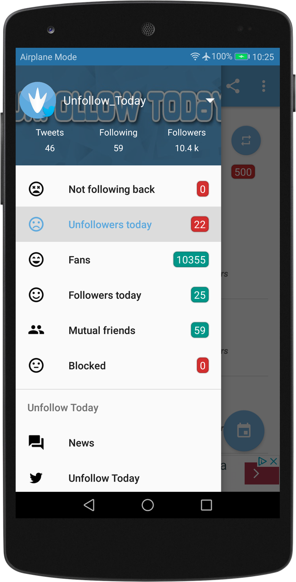 Unfollow_Today's tweet photo. Unfollow Today is a free Android app for Twitter. Several stats and graphics will help you to manage your accounts and your audience.
https://t.co/HxgwbJfotu https://t.co/BkCRaDAlfj