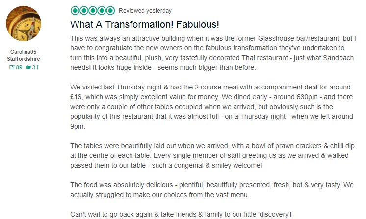 It's reviews like this we love

When people know what was here before

And they come and are blown away

#sandbach #cheshire