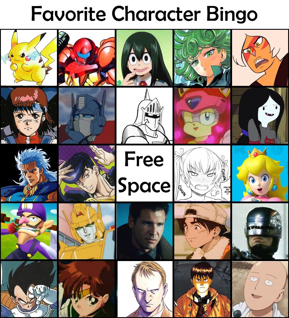 @YerkDiff joking aside here is my actual #favoritecharacterbingo (subject to change)