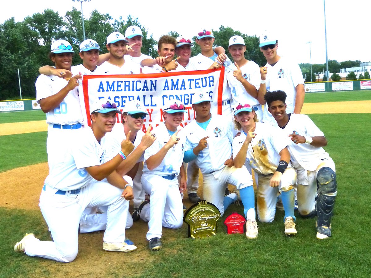 JPOnTheRecord's tweet photo. The 2018 Mickey Mantle World Series champion Michigan Bulls - beat the host Overlook Blacksox in final, 19-9 (6) @RASports #MMWS18 @MmwsSocial https://t.co/s9i8DgFT3O