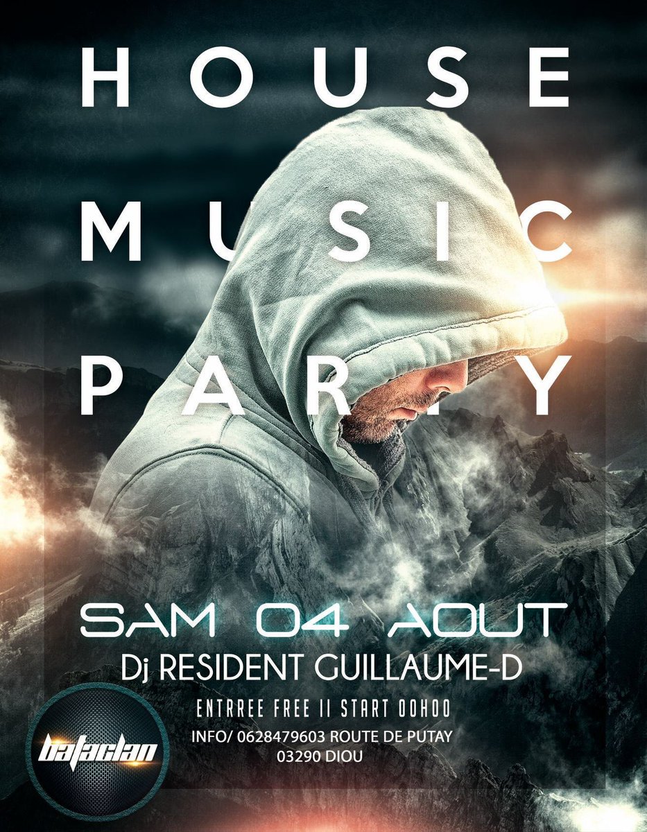BataclanClub's tweet photo. SAMEDI 04 AOÛT
DJ Guillaume-D va vous embarquer dans sa folie pour vous enflammer ! HOUSE MUSIC PARTY
Start minuit 
Entrée gratuite girls avec 1 cocktail offert avant 1H00
Snack 🍔🍟🌭
Info et réservation:0628479603
03290 DIOU https://t.co/0Hwa6t7Inm