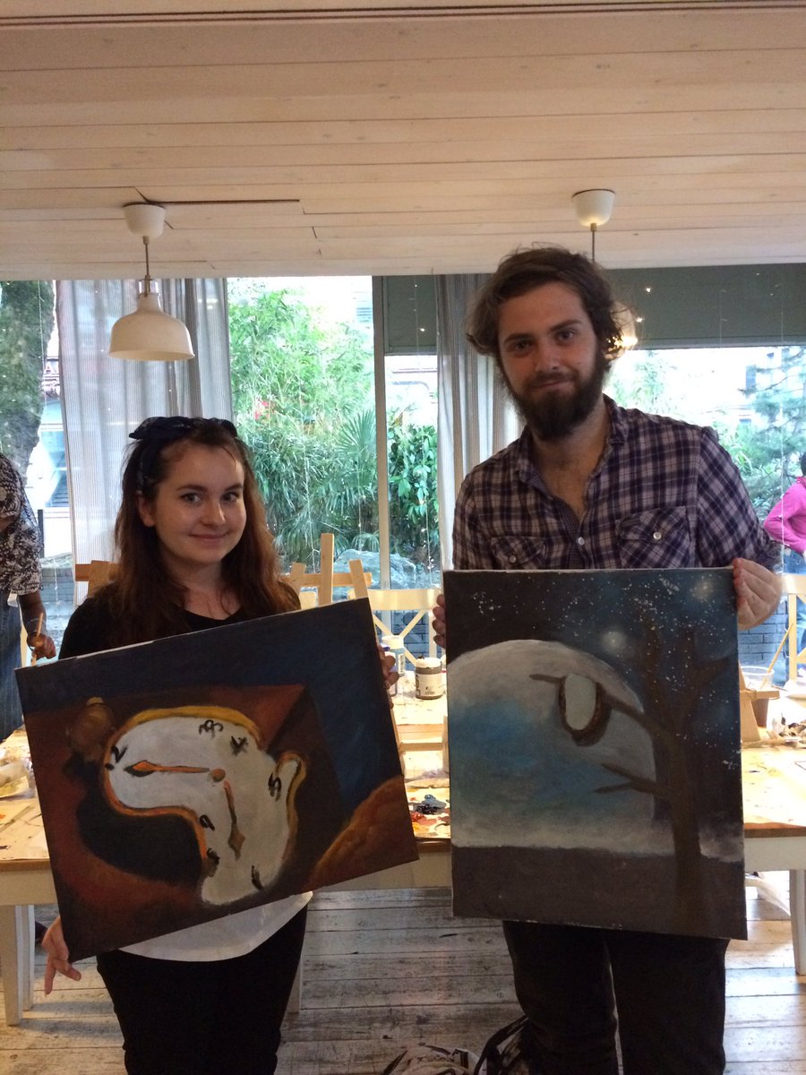 FloatingArtMCR's tweet photo. Here's a snapshot of this weekend's Chagall and Dali workshops. 

Painting classes are at Chapter One Books in the northern quarter. Every Friday and Saturday. Message us for details! https://t.co/9JRtoey0gX