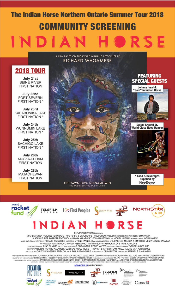IndianHorseFilm's tweet photo. #IndianHorseFilm went on a community tour with the help of I Love First Peoples @iloveatt1 + the support of @Telefilm_Canada &amp; @RocketFund. Thx to our amazing partners, dedicated to #reconciliation &amp; #healing. Also to North Star Air for making this possible! #reconciliACTION https://t.co/htYpp8eMGr