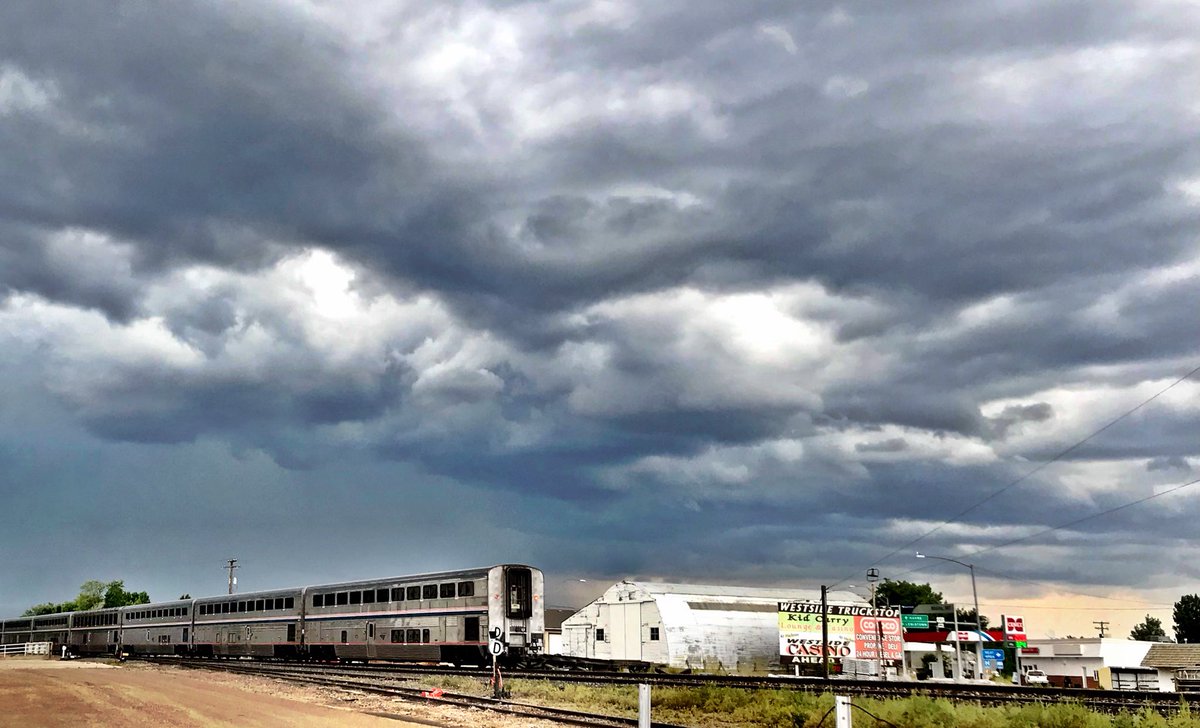 The #EmpireBuilder leaves Malta. Only rain in those clouds. #trainspotting @Amtrak