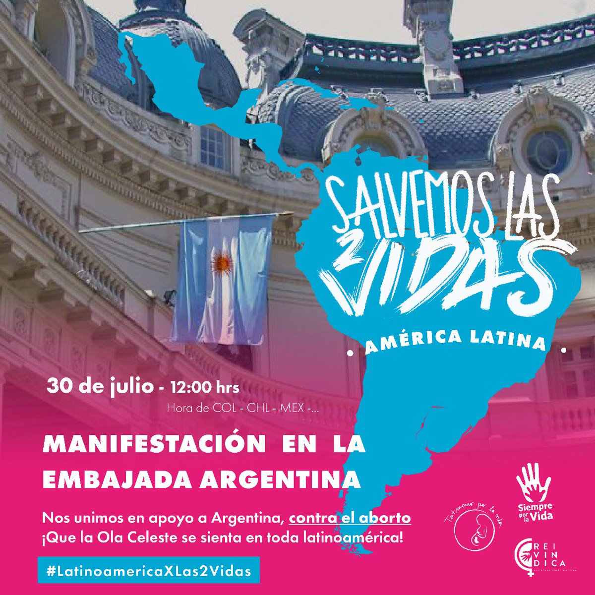 chileesvida's tweet photo. Mañana los esperamos a las 12.00 horas en la Embajada de Argentina, gritemos fuerte por #Porlas2vidas https://t.co/wgAnHZ1LPN
