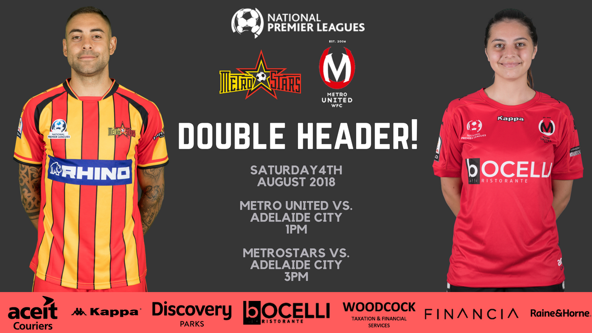 MetroUnitedWFC's tweet photo. Many thanks to @NE_MetroStars for welcoming #MUWFC back for another HUGE double header!
π @AdelaideCityFC
β° NPL 3PM | WNPL 1PM
π T.K. Shutter Reserve
π± #MUWFC2018 https://t.co/qYadKicknF