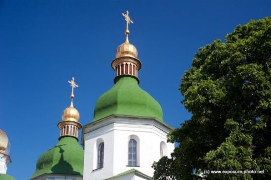 33. The church building shape in Rurik: Dawn of Kiev is based on the classic domes of period churches. Shown here next to a photo of Kiev’s Saint Sophia Cathedral.