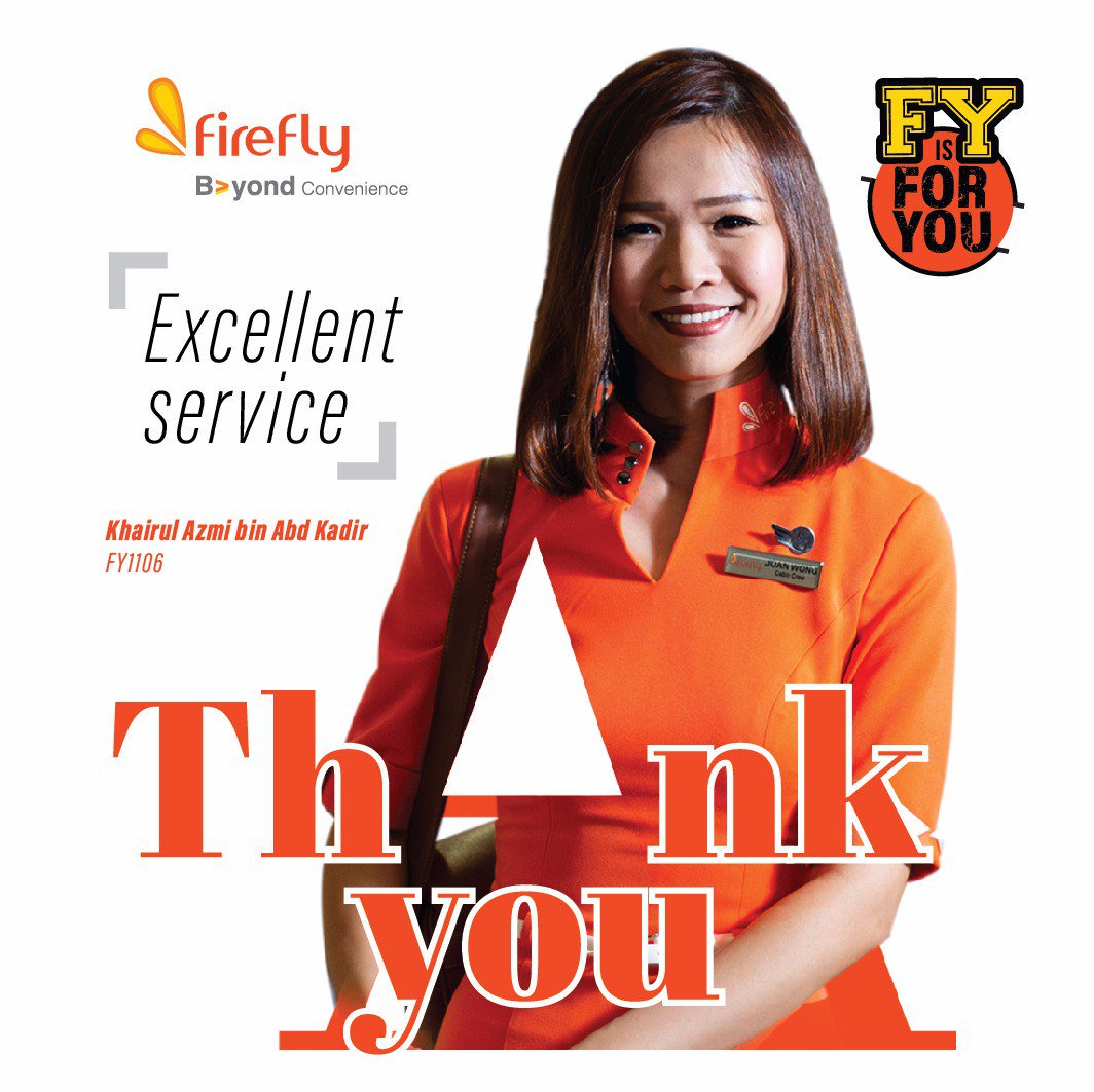 FireflyAirlines's tweet photo. Thank you for flying with us! Fly Firefly today and let our crew welcome you with their smiles. #FlyFY #FlyFirefly #truemalaysianairline #valueformoney https://t.co/A9zLbksBN2