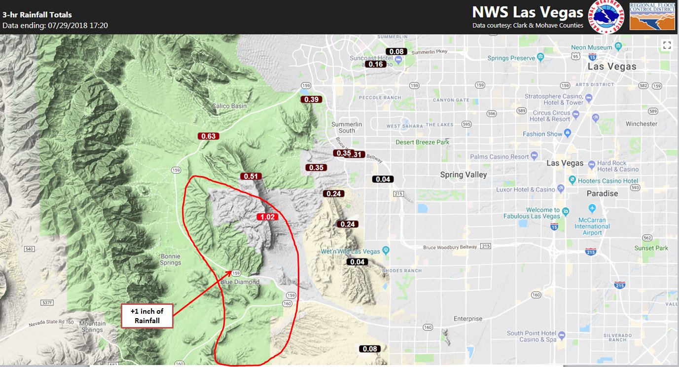 NWS Las Vegas on Twitter "Here is a map of rainfall amounts up by Red