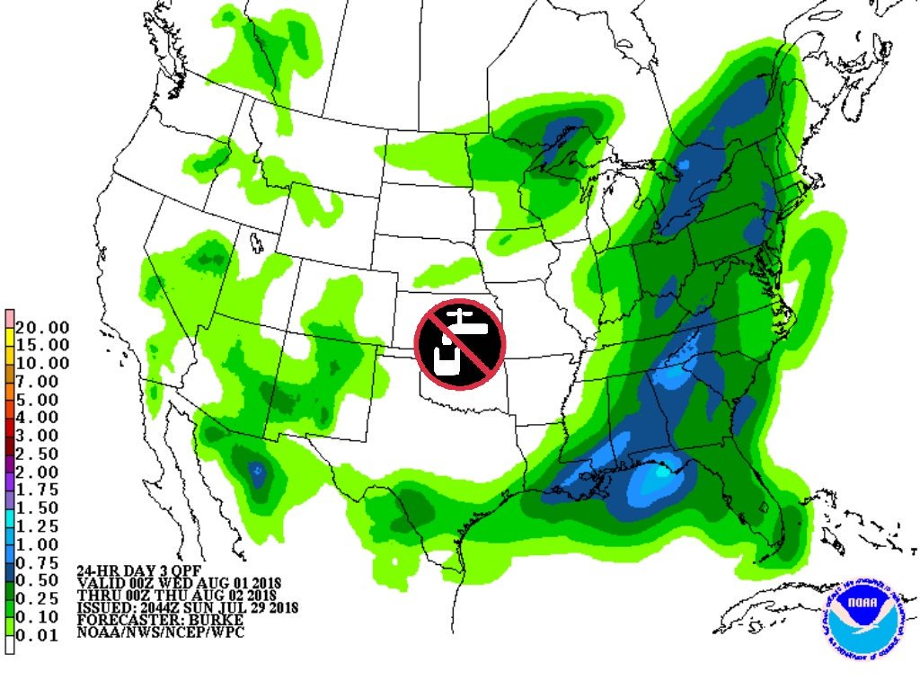 Some in western Kansas may rejoice... The rest of the state, not so much. Moisture tap gets turned off this week for the state as high pressure builds in #kswx