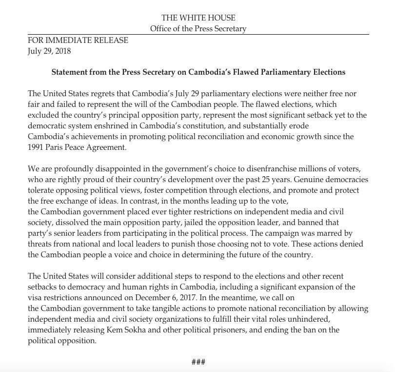 CambodiaTrue's tweet image. Very shameful statement from #US. You may father of the #Opposition but you are not father of #Cambodia. Let Khmer people decide and have their own thinking for future. We are independent country. Release #KemSokha is like release traitor, give opportunity to destroy Cambodia
