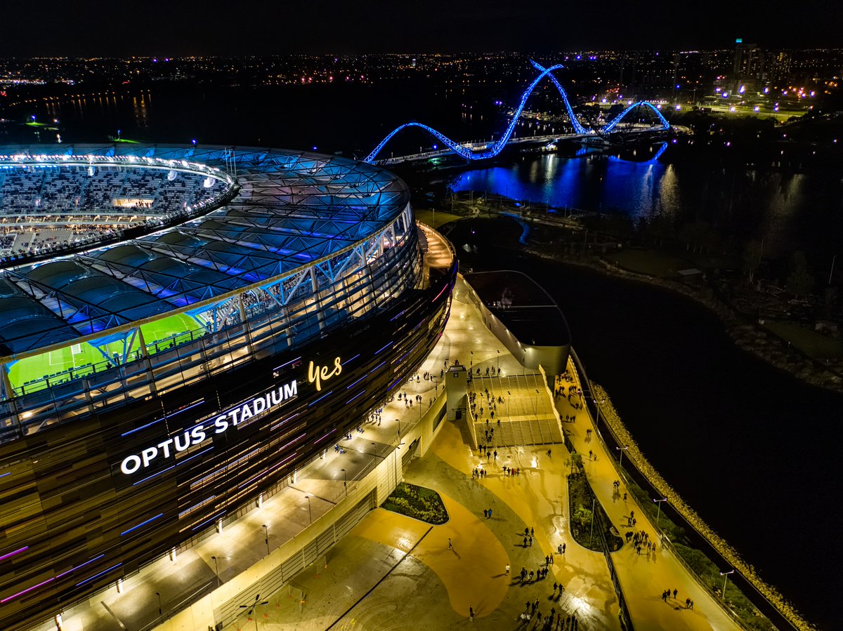 OptusStadium's tweet photo. We couldn't wait to share some new aerial shots of @OptusStadium taken during last week's @ChelseaFC in Perth event against @PerthGloryFC Head to our Facebook page to view the video.

Photo credit: @skyperthwa 
#CFCinPerth #ChelseaFC #optusstadium #justanotherdayinwa https://t.co/K7nqO7aDHO