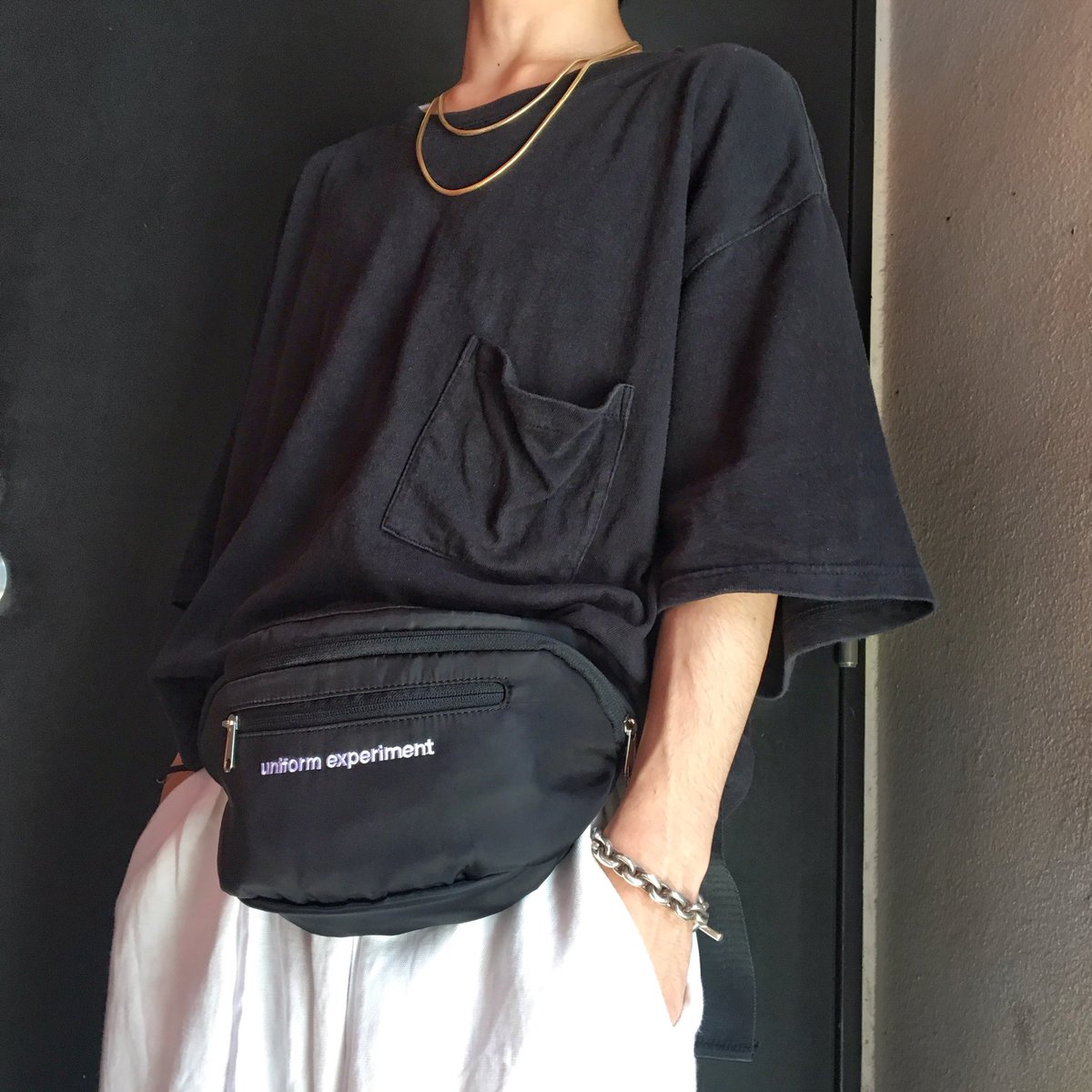 シルバーグレー サイズ 新品 18ss uniform experiment WAIST BAG 黒