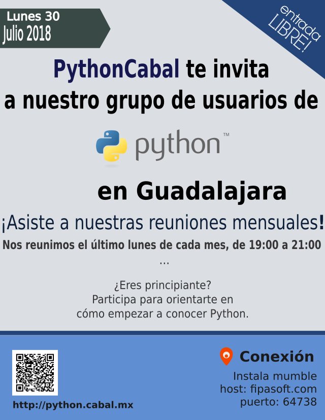 LinuxCabal's tweet image. Mañana hay sesión de @PythonCabalGdl hablaremos de #PythonDayMX2018, Python3.7, acceso directo a discos duros y Vacaciones permanentes de Guido.