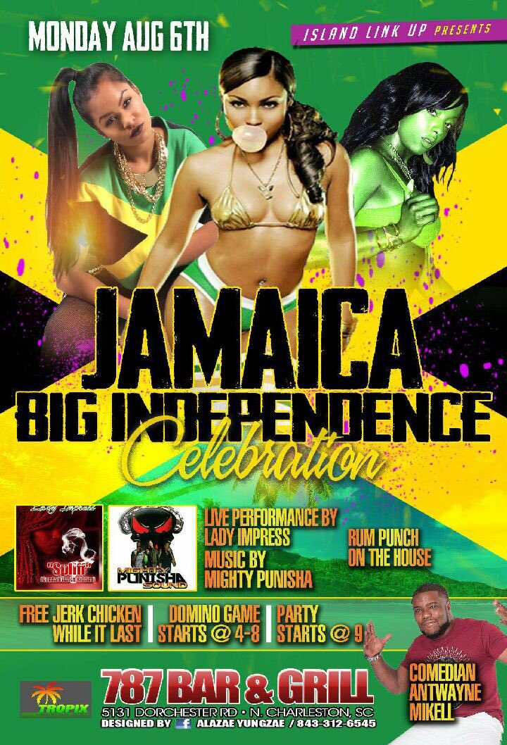 AntwayneMikell's tweet photo. August 6, 2018. Pull up to 787 Bar and Grill, 5131 Dorchester Rd., North Charleston. All my Jamaican family be in the building for a good time. https://t.co/QsXfAzL8Ht