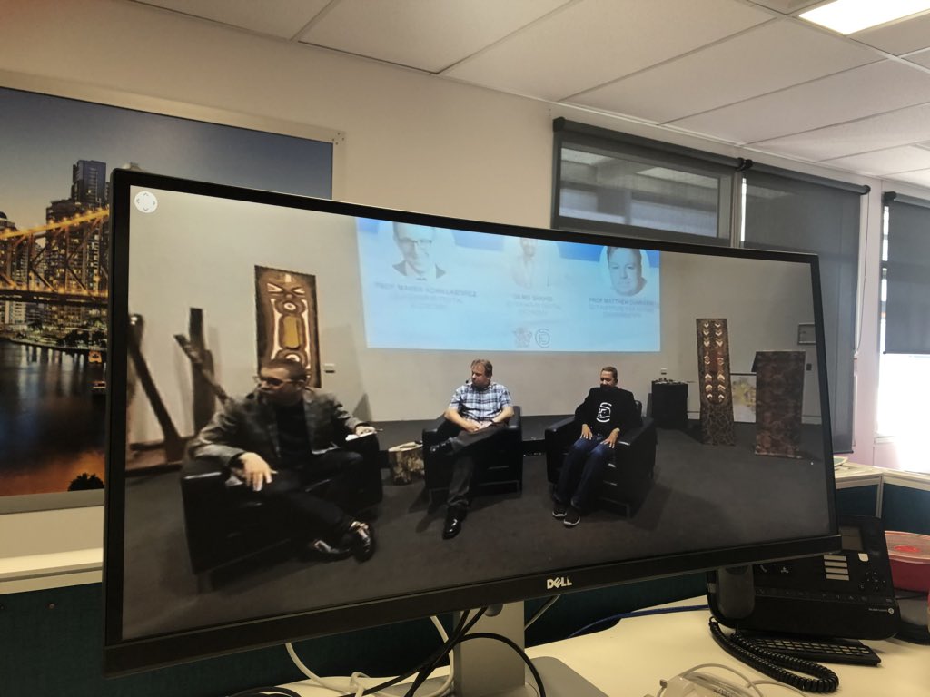 Front row seat for The Future of Government in #Cairns thanks to @lightweaveco 👍🏼 great conversation with @marekkowal @ShahiduzM & #ProfMattDunbabin. @ChairDigEconomy @IFE_QUT @QUTBusiness @hpwqld