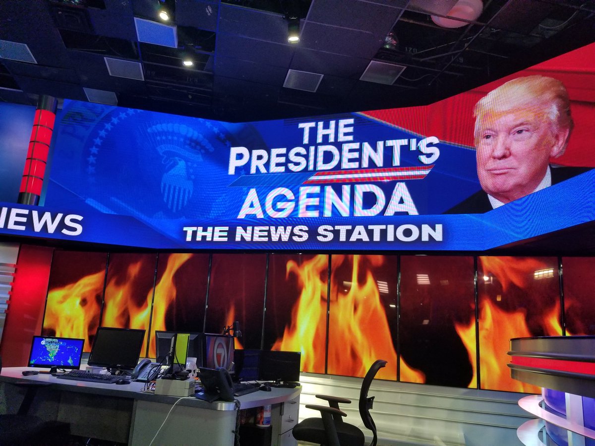 Dale_Greenstein's tweet photo. Advancing though graphics during the news @wsvn sometimes makes for #interesting combinations.
Two different stories...
@realDonaldTrump on the top #CaliforniaWildfires on the bottom
#BehindTheScenes... #NotOnTV https://t.co/5RARPqte7b