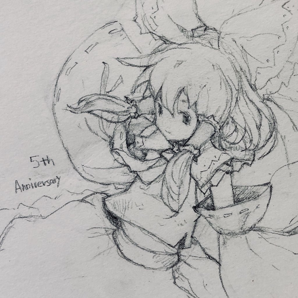 祝5周年!遅れるし鉛筆だし… #深夜の真剣お絵描き60分一本勝負 