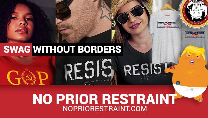 maddogpac's tweet photo. Worldwide sales of Mad Dog resistance wear are now OPEN! You there in the Ukraine, you there in Australia, you there in Berlin - get your tees, your treason coins and your baby Trump balloons! https://t.co/SKQXKqbeYN #SwagWithoutBorders https://t.co/xunL2Y8fUv