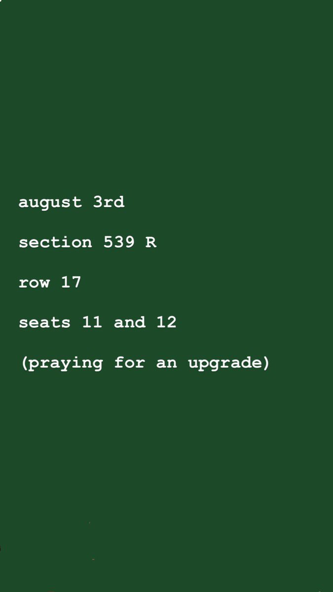 taylorkspa13's tweet photo. AUGUST 3
SECTION 539R
ROW 17
SEATS 11 and 12
@taylorswift13 @taylornation13 #reputationtour #reputation #reptourtoronto #reputationtoronto https://t.co/qg4OQIYcXj